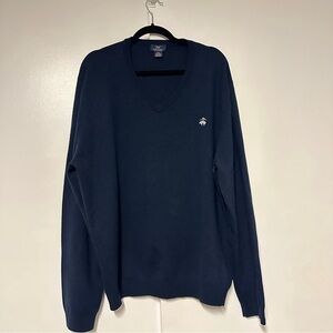 Brooks Brothers Sweater Blue Merino Wool Stretch V-Neck Pullover XXL